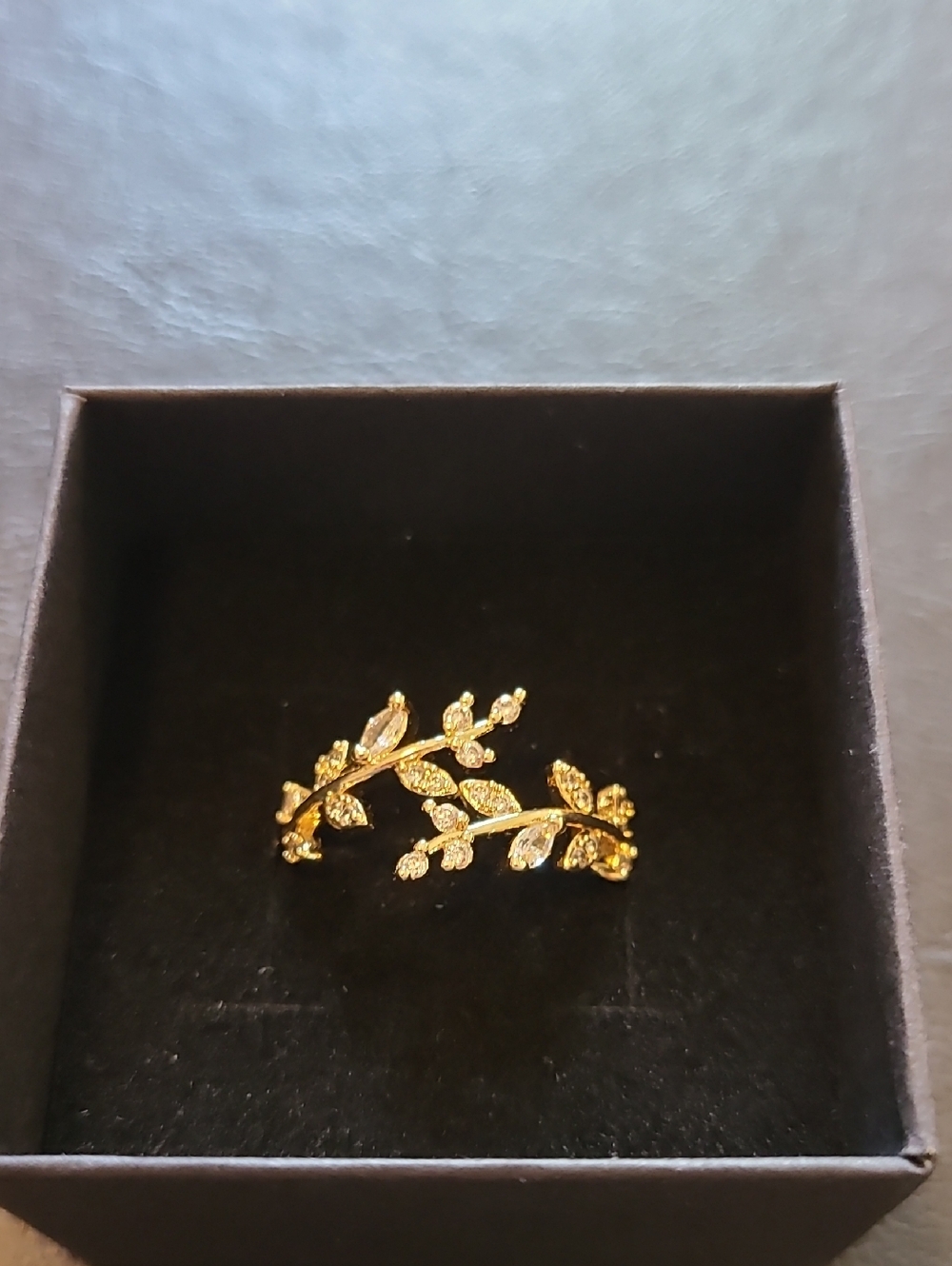 Gold Leaf Vine Adjustable Ring - Size 7 Women's Jewelry